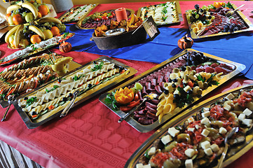 Image showing Catering food arrangement on table