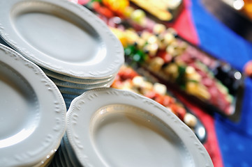 Image showing Catering food arrangement on table