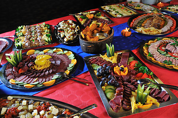 Image showing Catering food arrangement on table