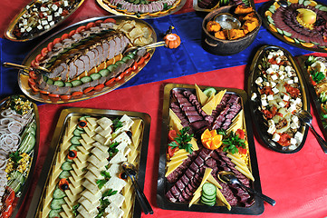 Image showing Catering food arrangement on table