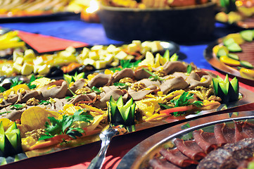 Image showing Catering food arrangement on table