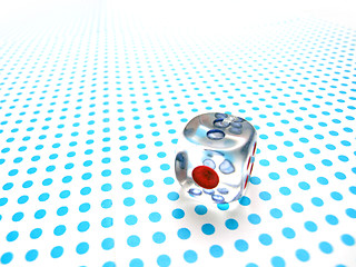 Image showing gamblig dice on blue dotted background