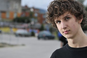 Image showing Portrait of a young boy oudoor 