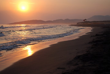 Image showing sunset on sea