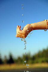 Image showing fresh water falling on children hands