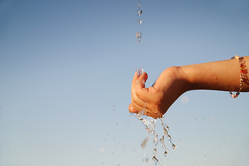 Image showing fresh water falling on children hands