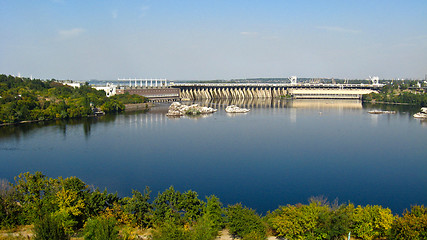 Image showing View on hydropower station in Zaporozhye