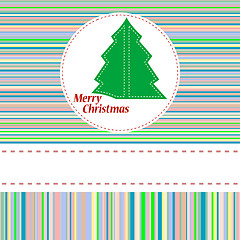 Image showing greeting with Christmas tree on green abstract background