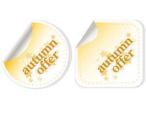 Image showing Best autumn offers stickers set