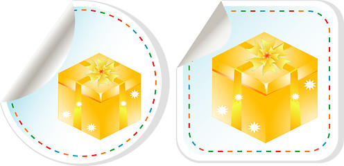 Image showing Set of stickers - yellow gift boxes