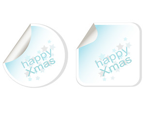 Image showing Christmas new year stickers set. greeting icon