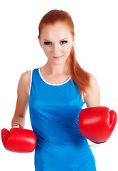 Image showing Pretty girl with boxing gloves