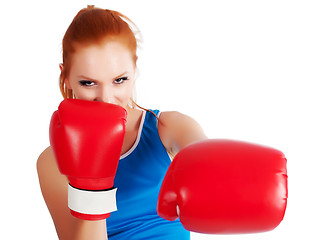 Image showing Pretty girl with boxing gloves