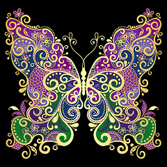 Image showing Fantasy gold-colorful butterfly 