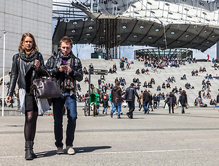 Image showing Casual Young Couple in La Defense