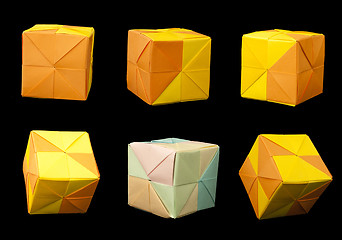 Image showing Paper cubes folded origami style.