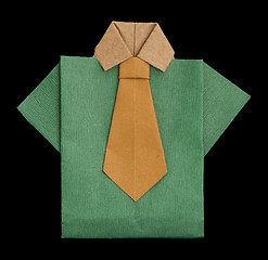 Image showing Isolated paper made green shirt.