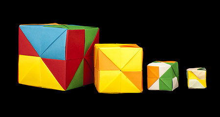 Image showing Paper cubes folded origami style.