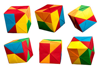 Image showing Paper cubes folded origami style.