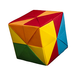 Image showing Paper cubes folded origami style.