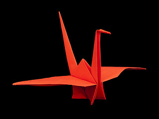 Image showing Red crane bird origami