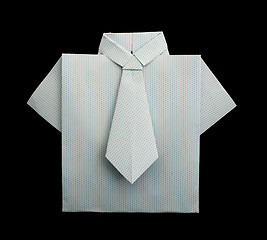 Image showing Isolated paper made white plaid shirt.