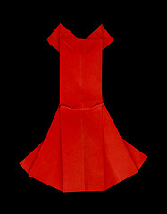 Image showing Red dress made ??of paper.