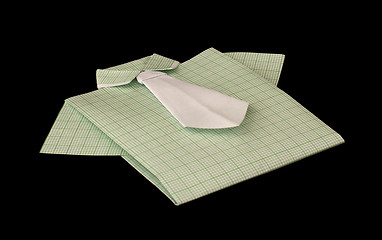 Image showing Isolated paper made green plaid shirt.