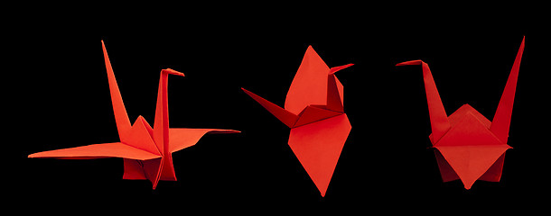 Image showing Red crane bird origami