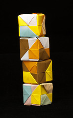 Image showing Paper cubes folded origami style.