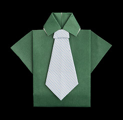 Image showing Isolated paper made green shirt.