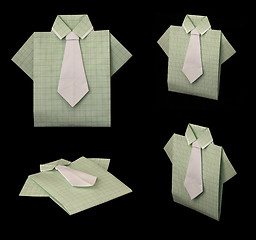 Image showing Isolated paper made green plaid shirt.