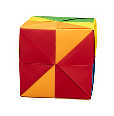 Image showing Paper cubes folded origami style.