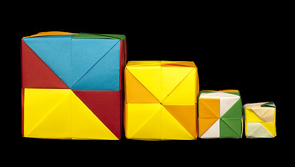 Image showing Paper cubes folded origami style.