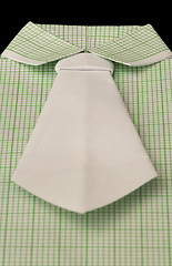 Image showing Isolated paper made green plaid shirt.