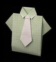 Image showing Isolated paper made green plaid shirt.