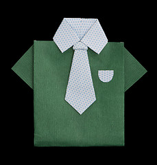 Image showing Isolated paper made green shirt.