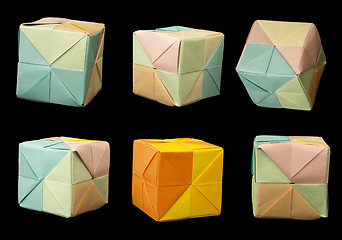 Image showing Paper cubes folded origami style.