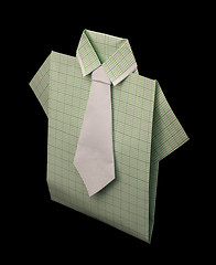 Image showing Isolated paper made green plaid shirt.