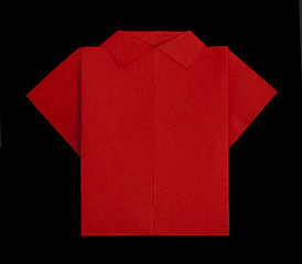 Image showing Isolated paper made red shirt.