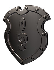 Image showing clef on metal shield