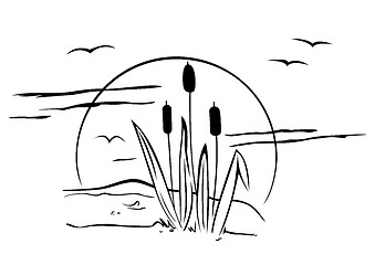 Image showing Cattails on illustration