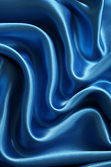 Image showing Smooth elegant dark blue silk can use as background 