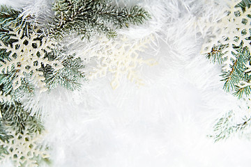 Image showing Snowy spruce branches