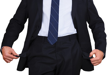 Image showing businessman with empty pockets