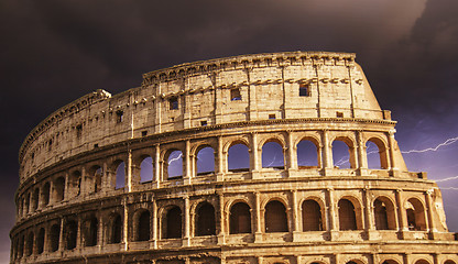 Image showing The Colosseum in Rome with Dramatic sky