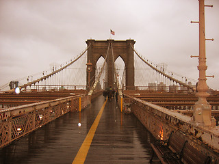 Image showing Brooklyn Bridge with the Rain, New York
