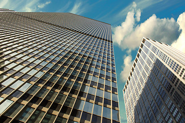 Image showing Modern Skyscrapers with Dramatic Sky