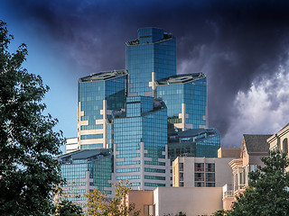 Image showing Group of Skyscrapers with Storm Approaching, San Diego