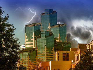 Image showing Group of Skyscrapers with Storm Approaching, San Diego